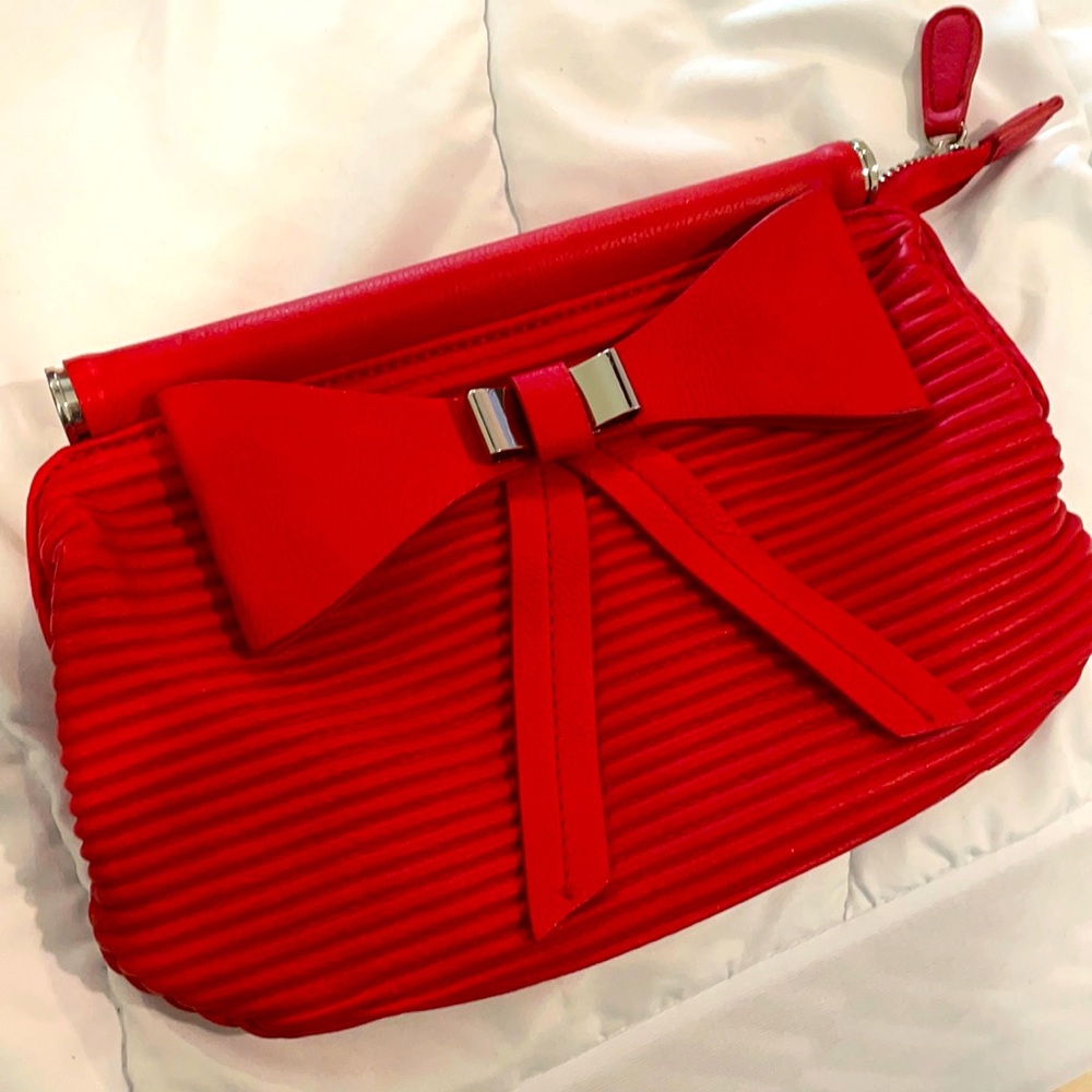 Bebe red leather clutch